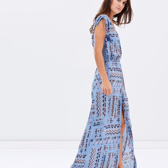 New Tigerlily Campeche Dress BLue MAXI BOHO DRESS - Picture 4 of 4